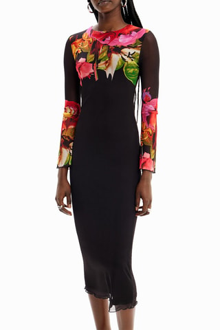 Robe fourreau - Noir et rouge