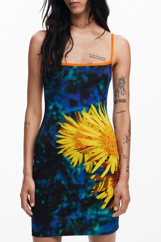 Robe fourreau - Bleu, vert et jaune