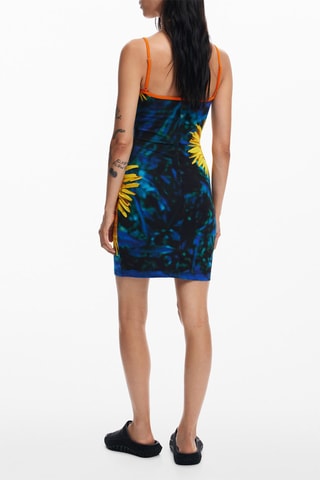 Robe fourreau - Bleu, vert et jaune