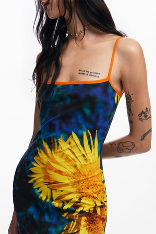Robe fourreau - Bleu, vert et jaune