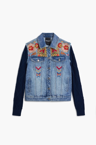 Veste bi-matière - Bleu