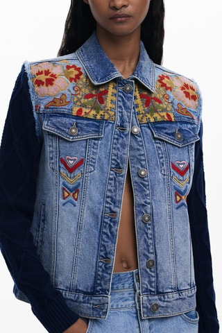Veste bi-matière - Bleu