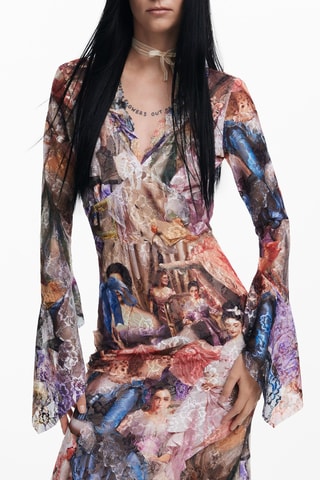 Robe longue en dentelle - Multicolore