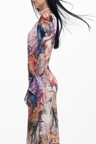 Robe longue en dentelle - Multicolore