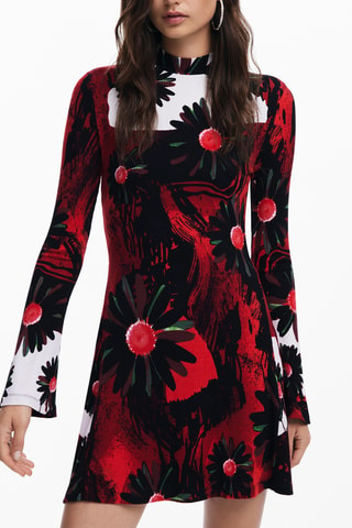 Robe trapèze - Noir et rouge