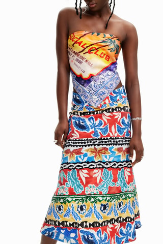 Jupe midi taille haute - Multicolore