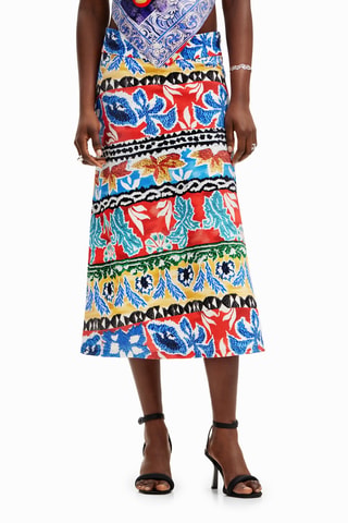 Jupe midi taille haute - Multicolore