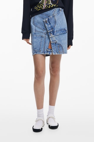 Jupe portefeuille en jean - Bleu