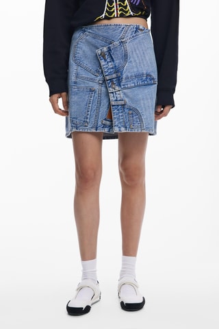 Jupe portefeuille en jean - Bleu