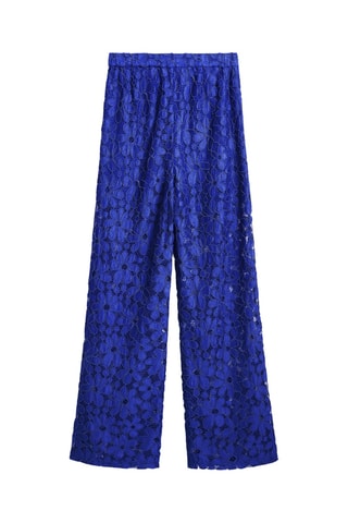 Pantalon regular en dentelle - Bleu foncé