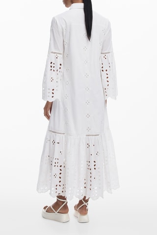 Robe chemise en broderie anglaise - Blanc