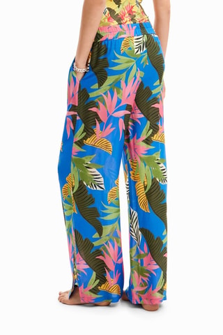 Pantalon taille haute - Bleu et jaune