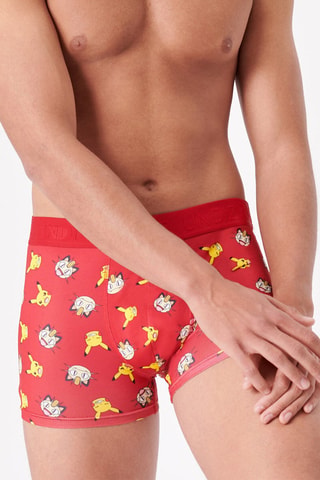 Boxer Pikachu e Meowth Pokémon New Katchiz Meowth Vermelho