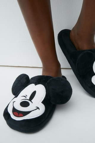 Chinelos de quarto Mickey Disney Coralmickiz - Preto e branco