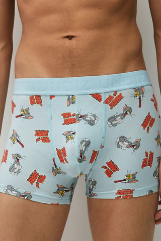 Boxers Tom e Jerry Repeatiz - Azul-celeste