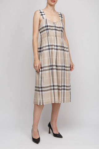 Robe midi sans manches Delilah Chk - Beige