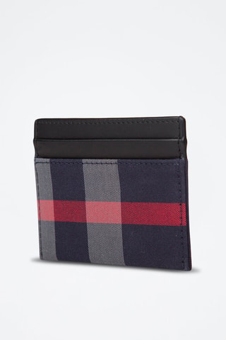 Porte-cartes Sandon Check - Bleu marine et gris clair