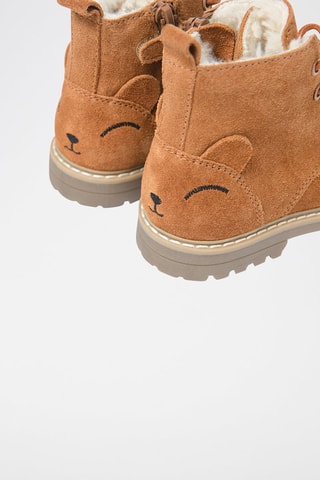 Boots fourrés en nubuck Camel