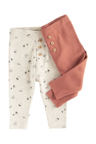 2 leggings - Beige et rouge brique