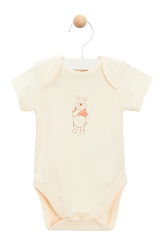 4 bodys Winnie l'Ourson Disney - Saumon et écru