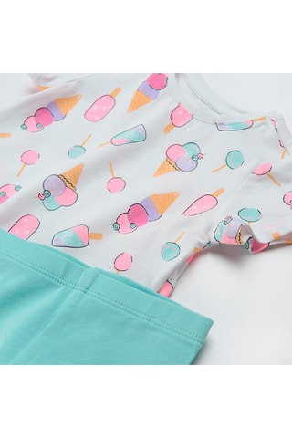 T-shirt et legging Blanc et turquoise