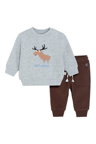 Sweat et jogging - Gris clair et marron

