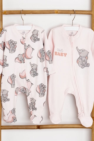 2 grenouillères Dumbo Disney - Rose poudré