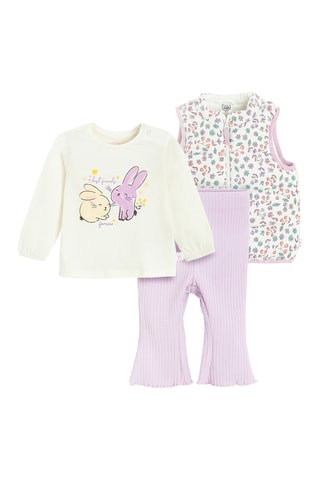 Ensemble 3 pièces - Blanc et mauve