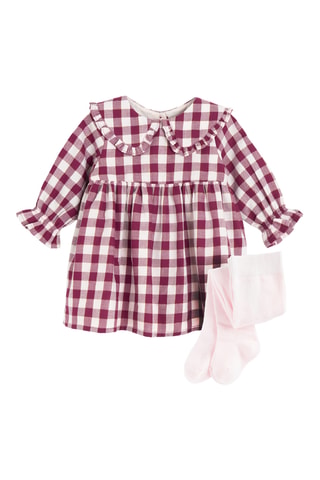 Robe et collant - Bordeaux et rose clair