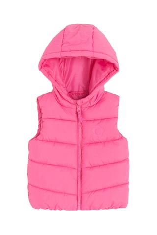 Doudoune sans manches à capuche et veste - Fuchsia et blanc