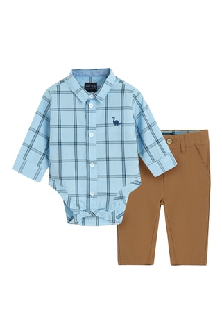 Body-chemise et pantalon - Ciel et marron