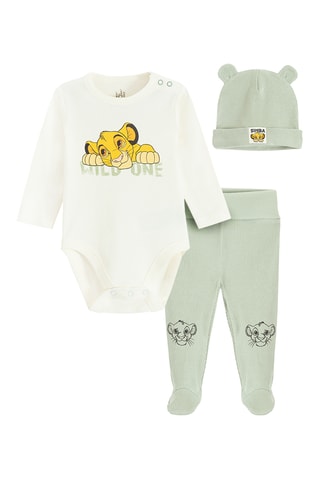 Ensemble 3 pièces Simba Le Roi Lion Disney - Blanc et vert d’eau
