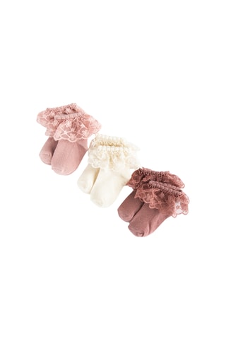 3 paires de chaussettes - Rose poudré et blanc