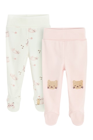 2 pantalons en coton biologique - Vert d’eau et rose