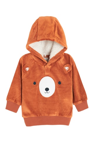 Sweat à capuche en velours - Marron