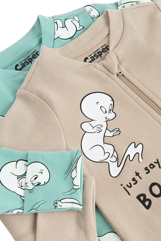 2 grenouillères Casper - Vert d’eau et beige