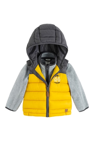 Doudoune sans manches à capuche et veste - Jaune et gris