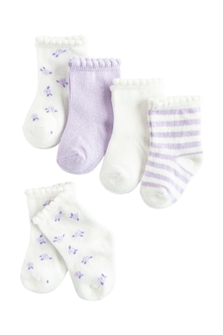 5 paires de chaussettes - Blanc et violet