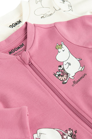2 grenouillères Les Moumins - Rose et écru