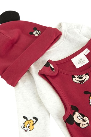 Ensemble 3 pièces Mickey et Pluto Disney - Bordeaux et gris chiné