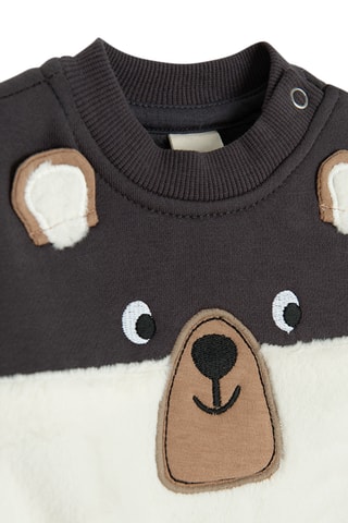 Sweat - Ecru et gris foncé
