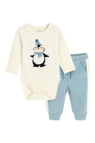 Body et jogging - Ecru et ciel