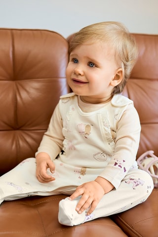 Body et grenouillère en coton biologique - Beige et écru