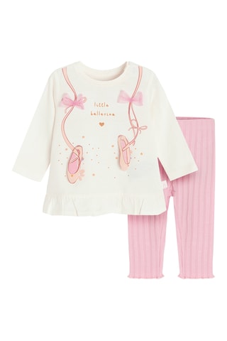 T-shirt et legging - Blanc et rose