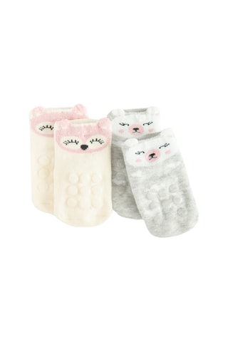 2 paires de chaussettes antidérapantes - Blanc et gris chiné
