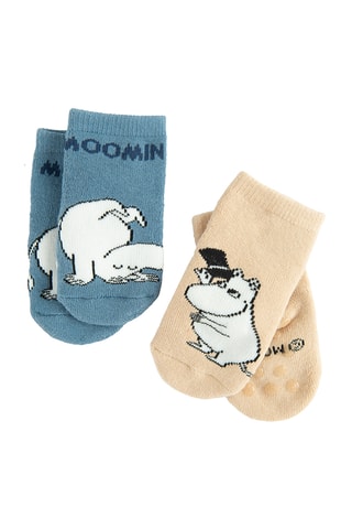 2 paires de chaussettes antidérapantes Les Moomins - Beige et bleu cobalt
