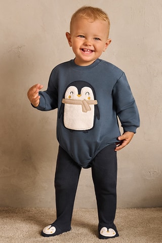 Body et pantalon - Bleu canard et gris foncé