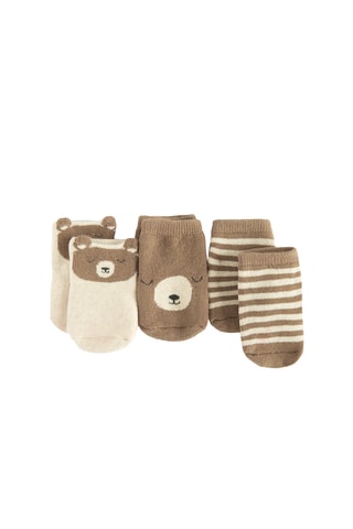 3 paires de chaussettes antidérapantes - Blanc et beige