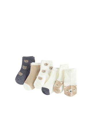 5 paires de chaussettes - Anthracite et beige