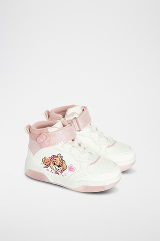 Baskets montantes en cuir Stella Pat’ Patrouille - Blanc et rose